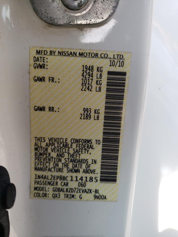 Photo 10 from auction – 2011 NISSAN ALTIMA S with VIN 1N4AL2EP8BC114185