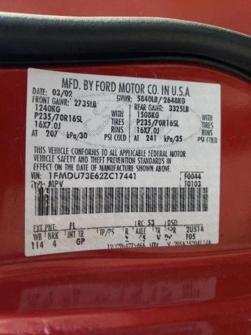 Photo 10 from auction – 2002 FORD EXPLORER X with VIN 1FMDU73E62ZC17441