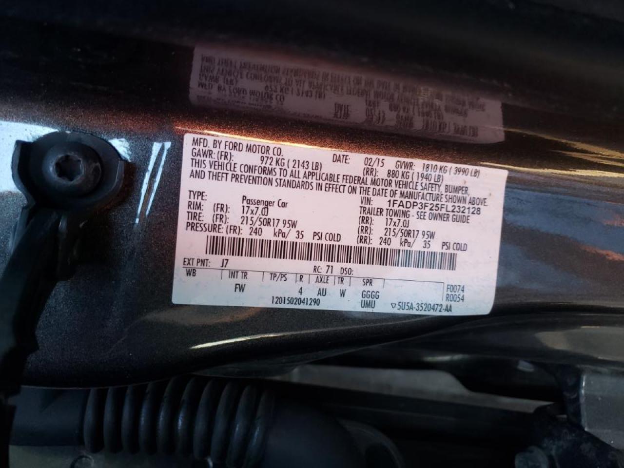 Photo 10 from auction – 2015 FORD FOCUS SE with VIN 1FADP3F25FL232128