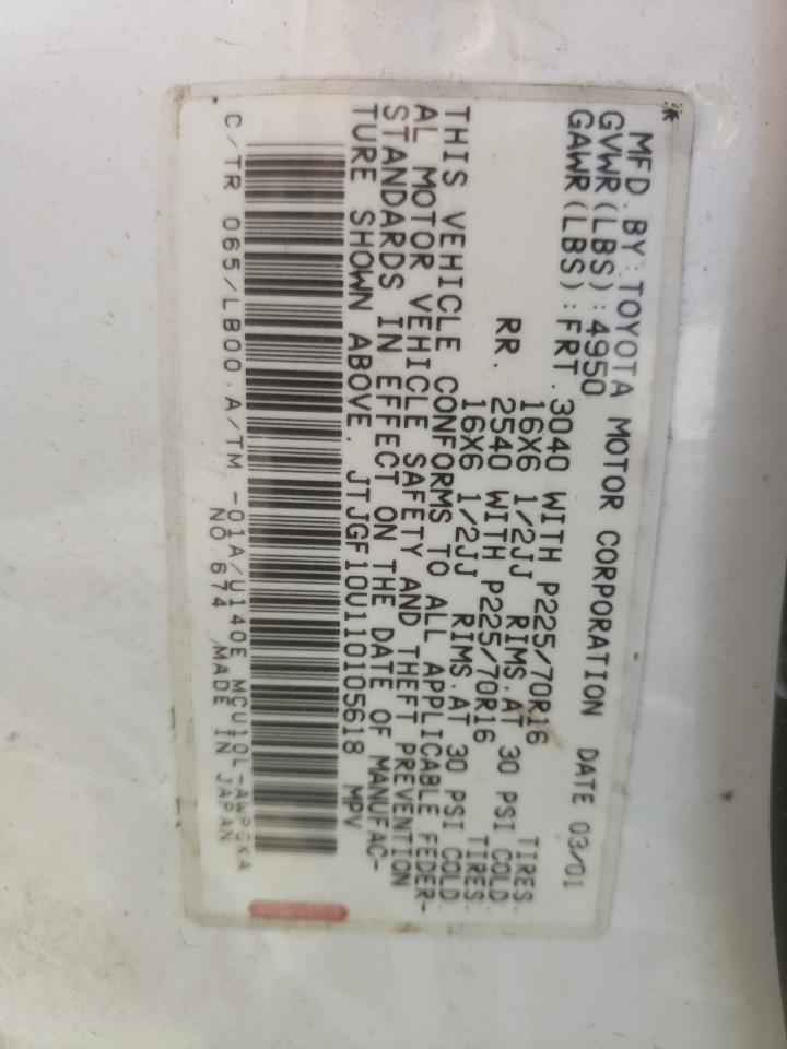Photo 10 from auction – 2001 LEXUS RX 300 with VIN JTJGF10U110105618