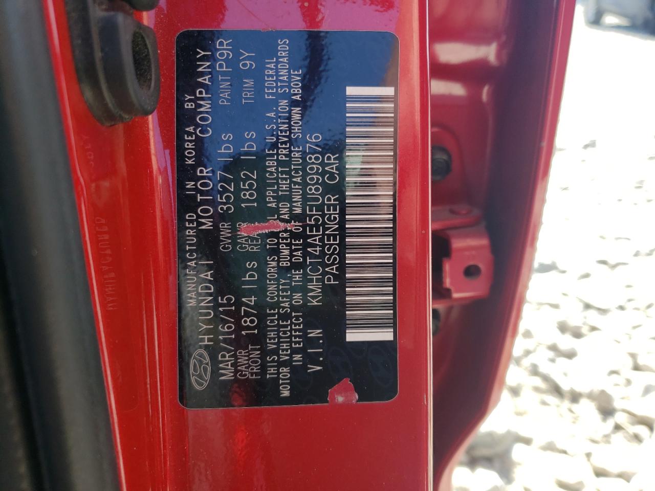 Photo 10 from auction – 2015 HYUNDAI ACCENT GLS with VIN KMHCT4AE5FU899876