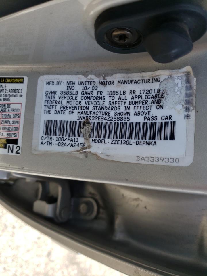 Photo 10 from auction – 2004 TOYOTA COROLLA CE with VIN 1NXBR32E84Z258835