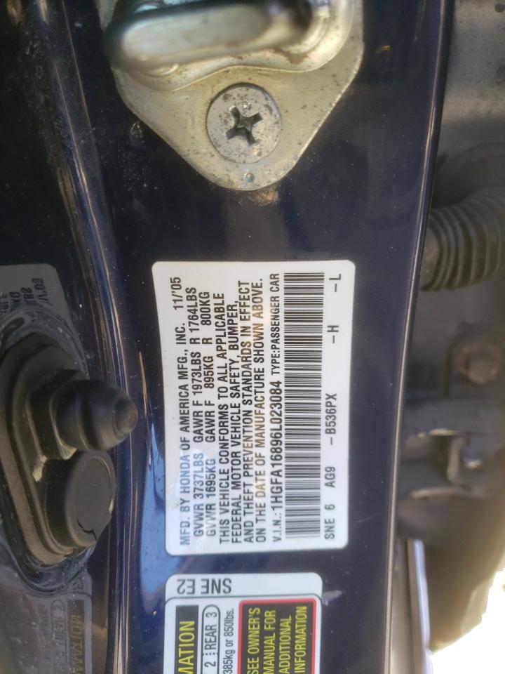 Photo 10 from auction – 2006 HONDA CIVIC EX with VIN 1HGFA16896L023084