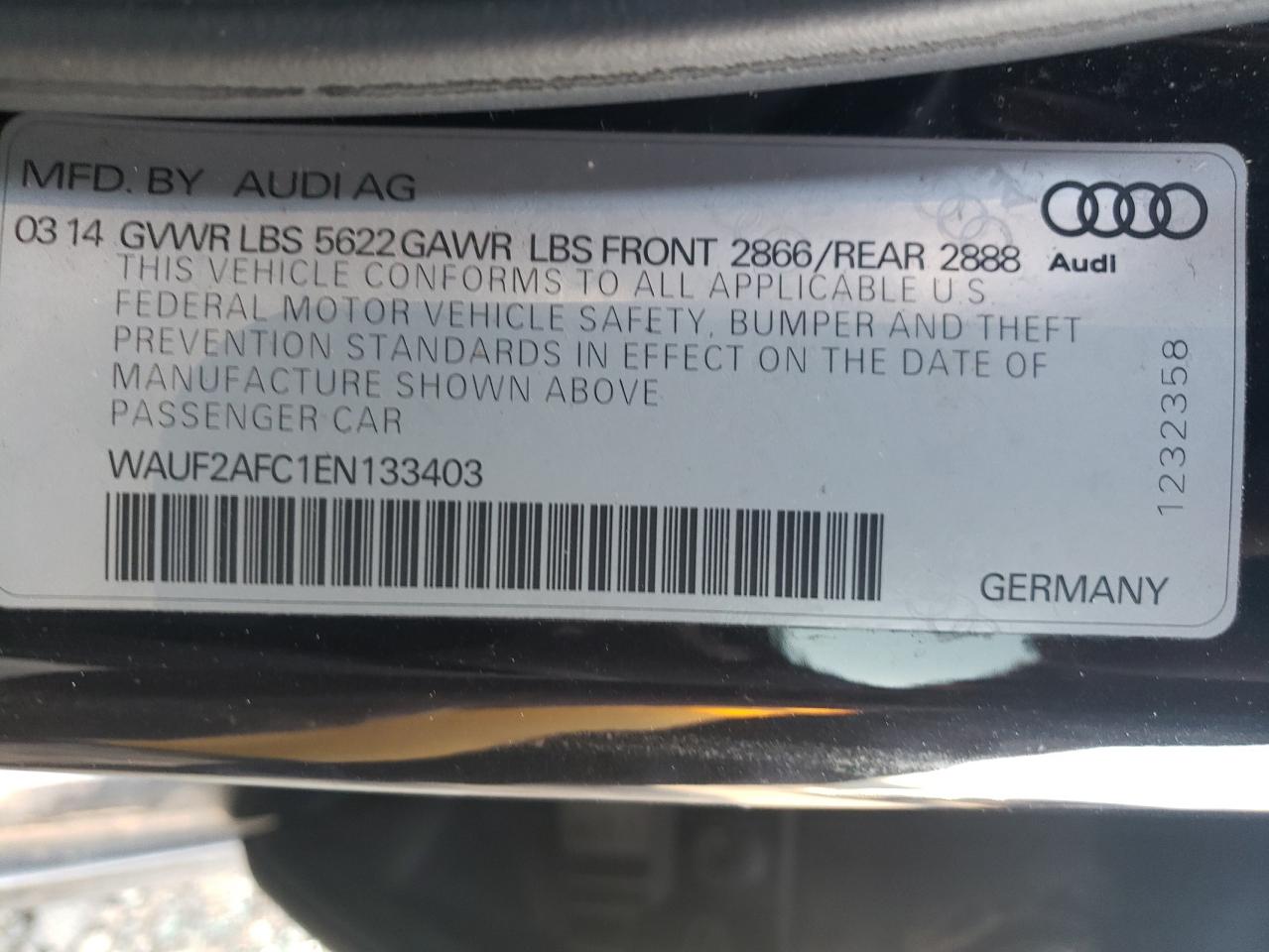 Photo 10 from auction – 2014 AUDI S6 with VIN WAUF2AFC1EN133403
