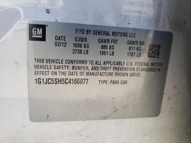 Photo 10 from auction – 2012 CHEVROLET SONIC LT with VIN 1G1JC5SH5C4166077