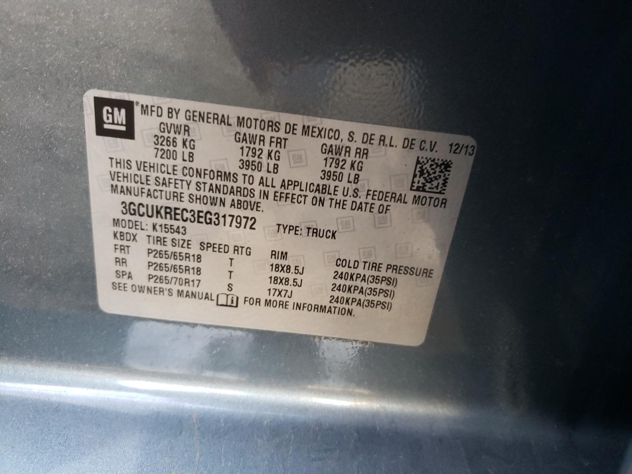 Photo 10 from auction – 2014 CHEVROLET SILVERADO with VIN 3GCUKREC3EG317972