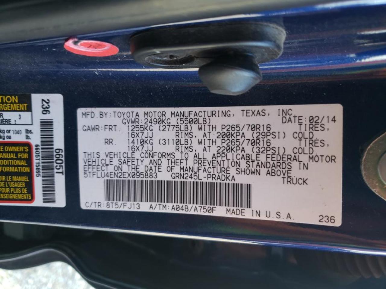 Photo 10 from auction – 2014 TOYOTA TACOMA DOU with VIN 5TFLU4EN2EX095883