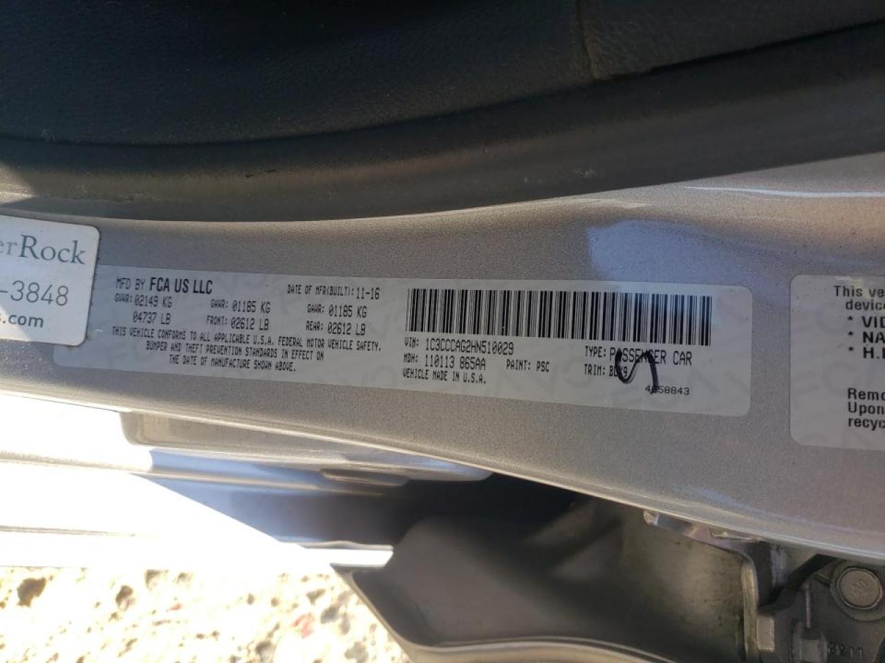 Photo 10 from auction – 2017 CHRYSLER 200 LIMITE with VIN 1C3CCCAG2HN510029