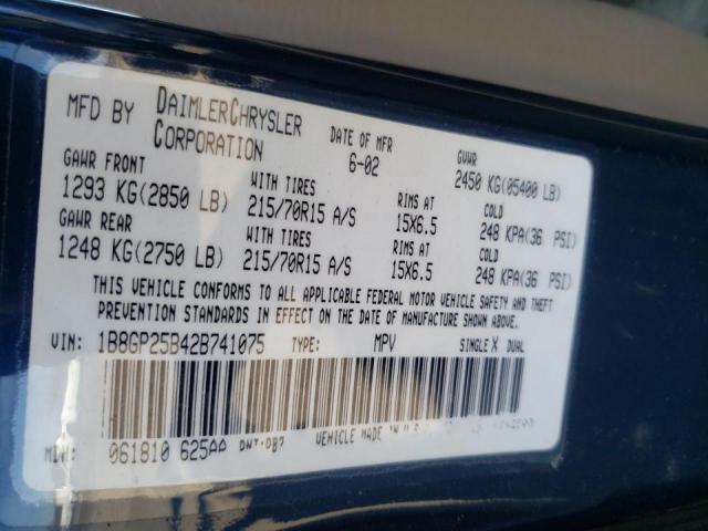 Photo 10 from auction – 2002 DODGE CARAVAN SE with VIN 1B8GP25B42B741075