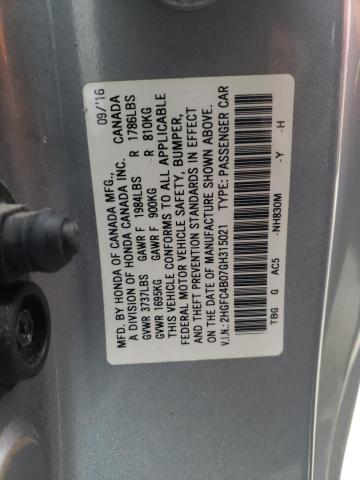 Photo 10 from auction – 2016 HONDA CIVIC LX with VIN 2HGFC4B07GH315021