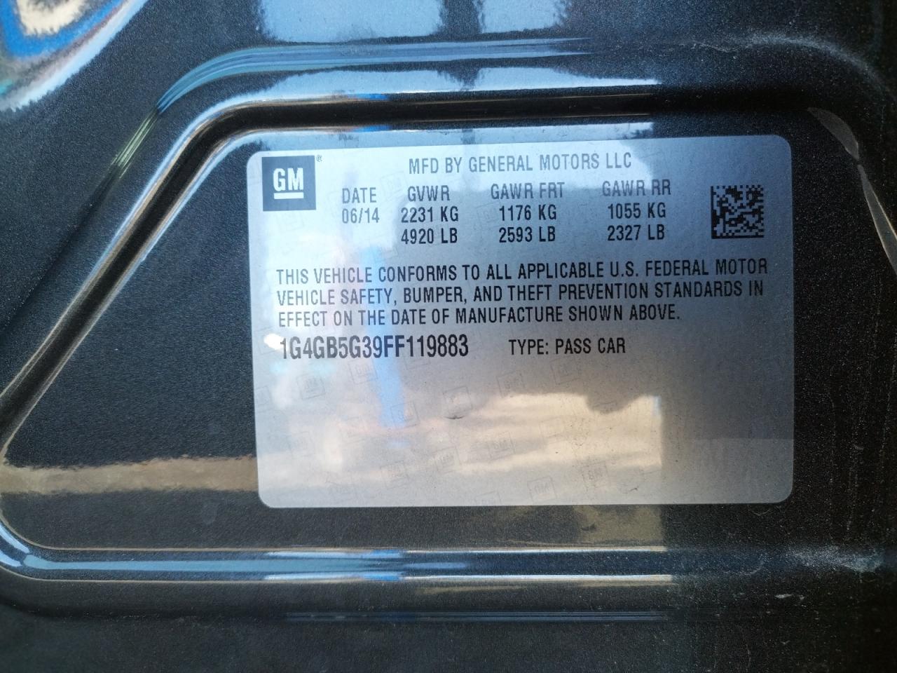 Photo 10 from auction – 2015 BUICK LACROSSE with VIN 1G4GB5G39FF119883