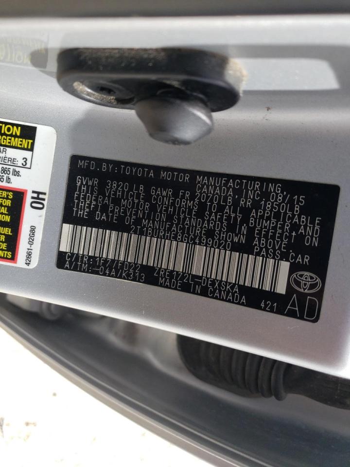 Photo 10 from auction – 2016 TOYOTA COROLLA L with VIN 2T1BURHE8GC499020