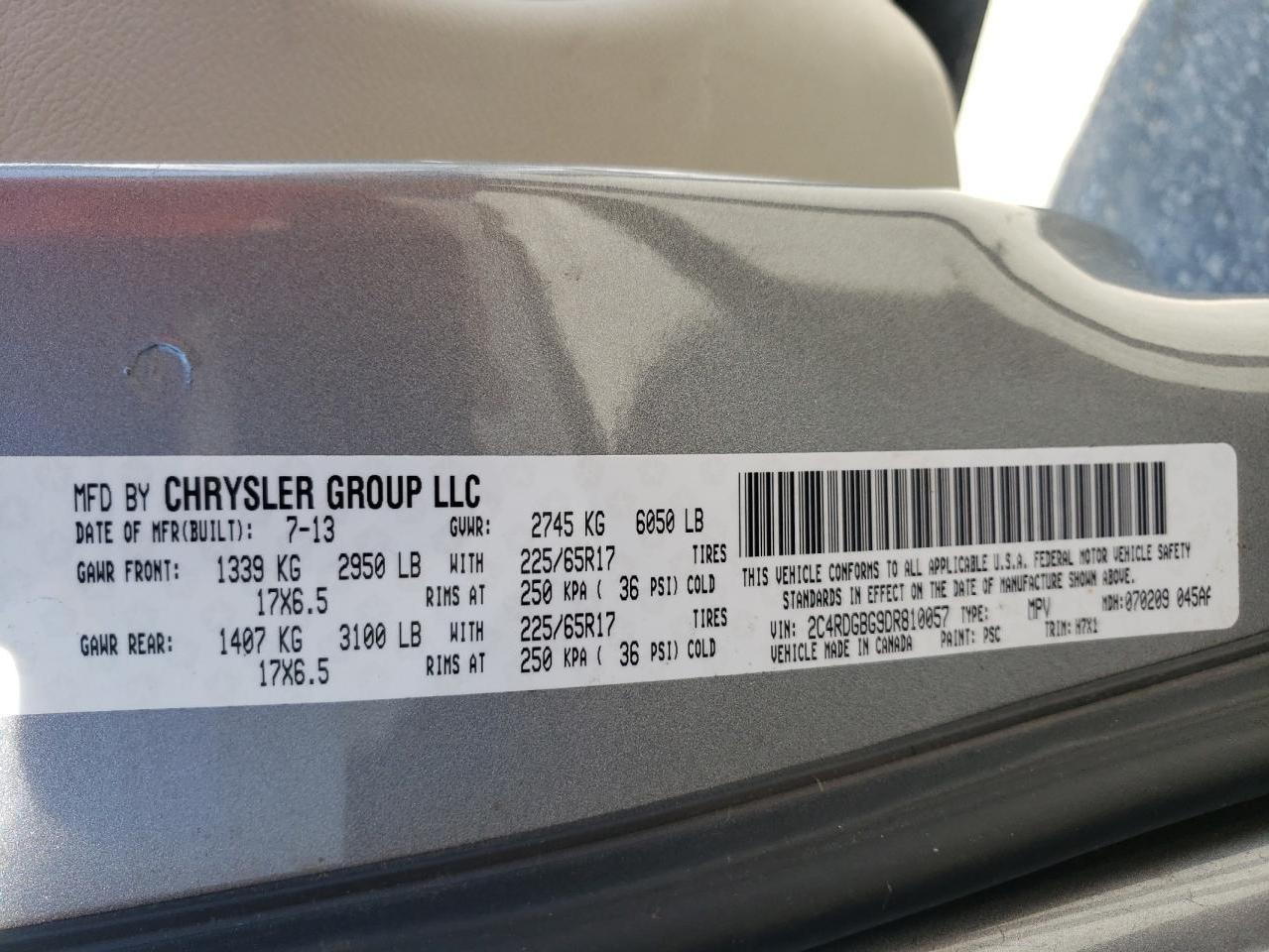 Photo 10 from auction – 2013 DODGE GRAND CARA with VIN 2C4RDGBG9DR810057