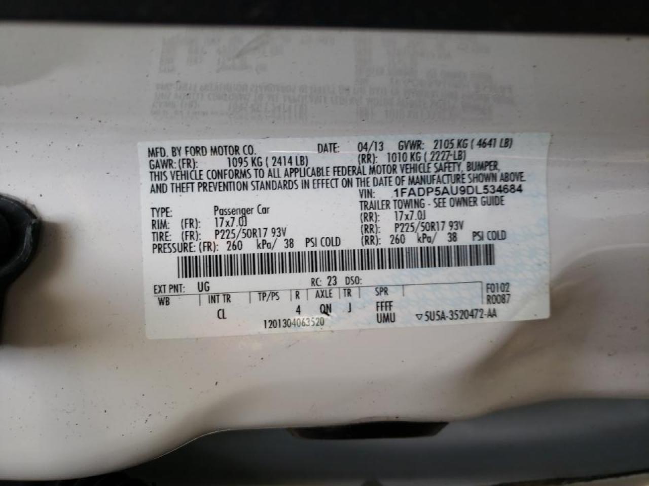 Photo 10 from auction – 2013 FORD C-MAX SE with VIN 1FADP5AU9DL534684