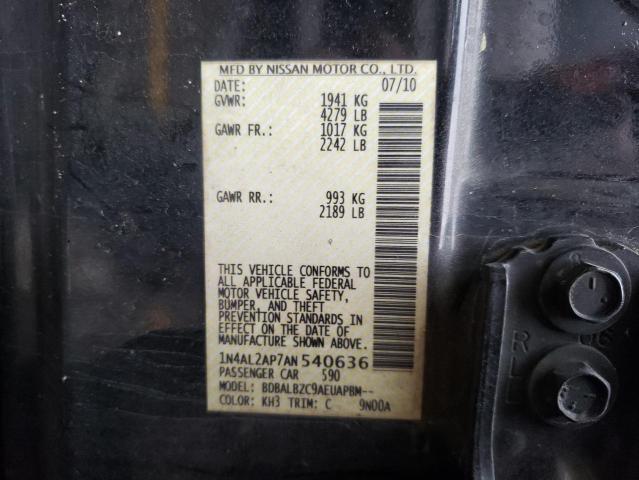 Photo 10 from auction – 2010 NISSAN ALTIMA BAS with VIN 1N4AL2AP7AN540636