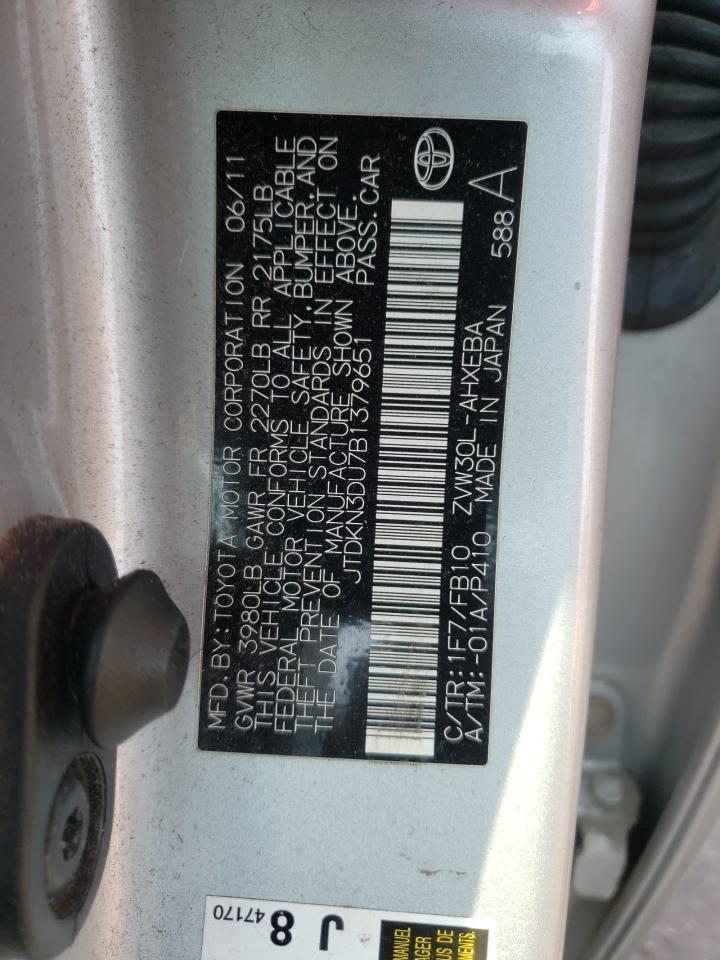Photo 10 from auction – 2011 TOYOTA PRIUS with VIN JTDKN3DU7B1379651