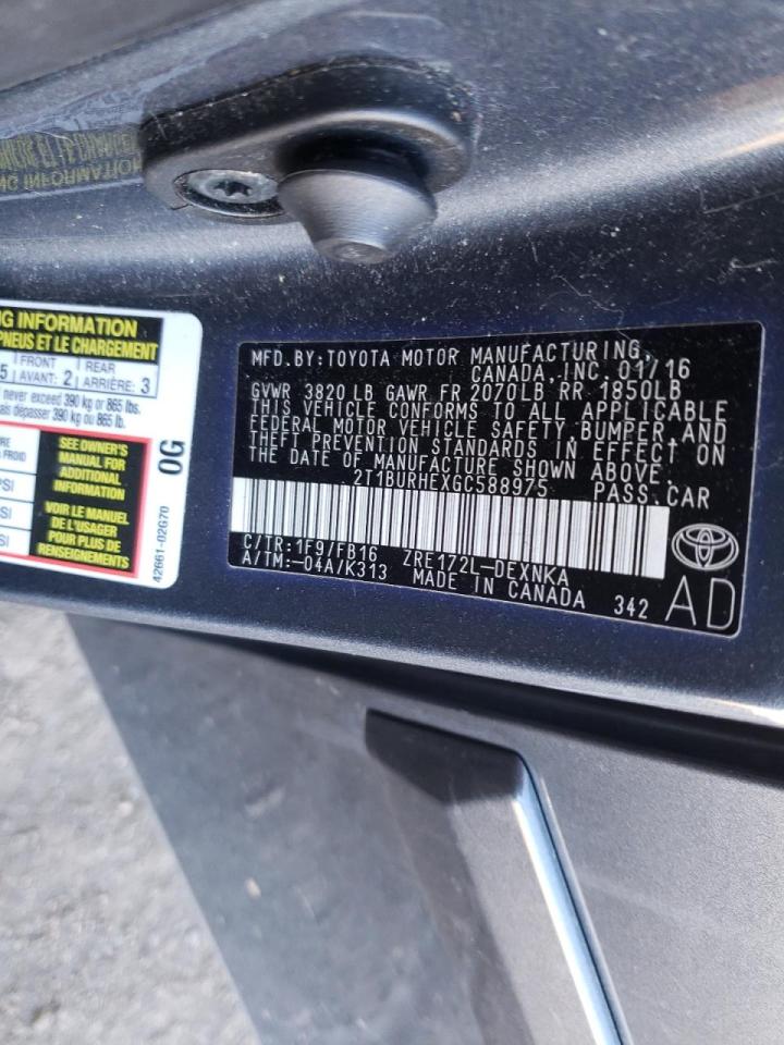Foto 10 de la subasta – 2016 TOYOTA COROLLA L con VIN 2T1BURHEXGC588975