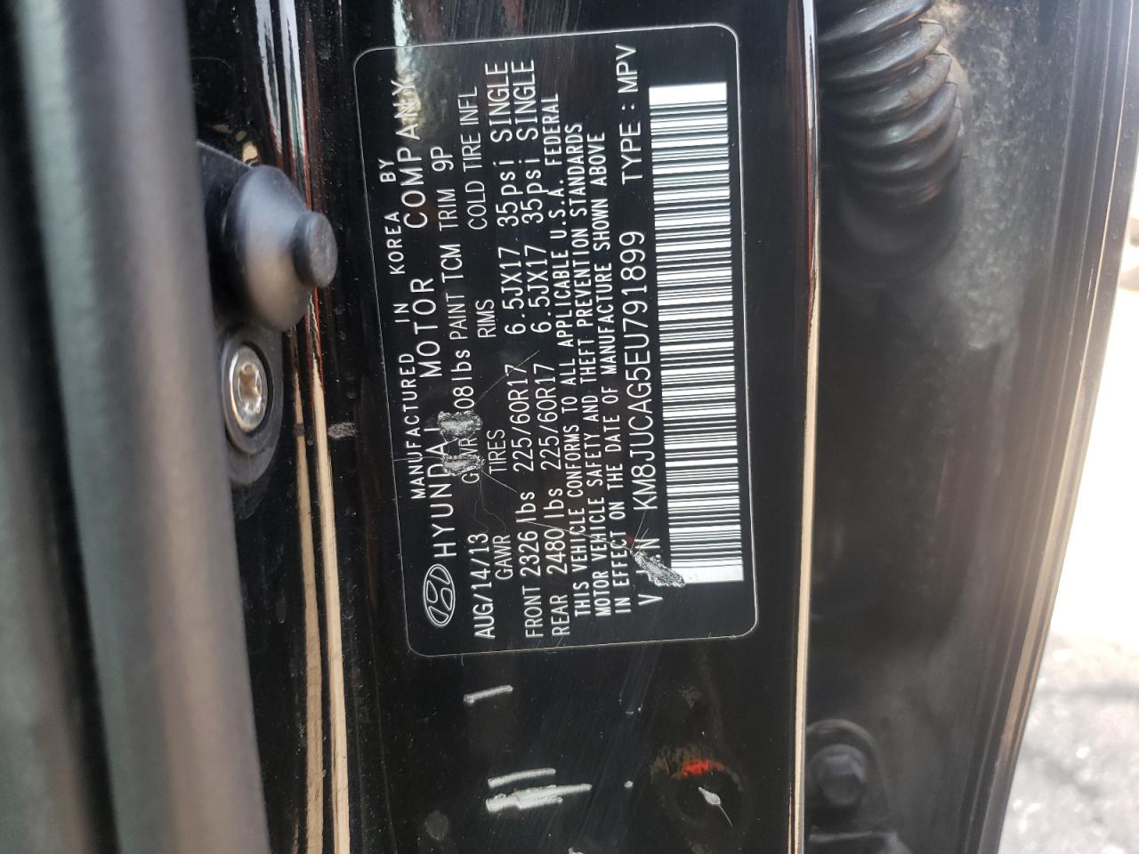Photo 10 from auction – 2014 HYUNDAI TUCSON GLS with VIN KM8JUCAG5EU791899