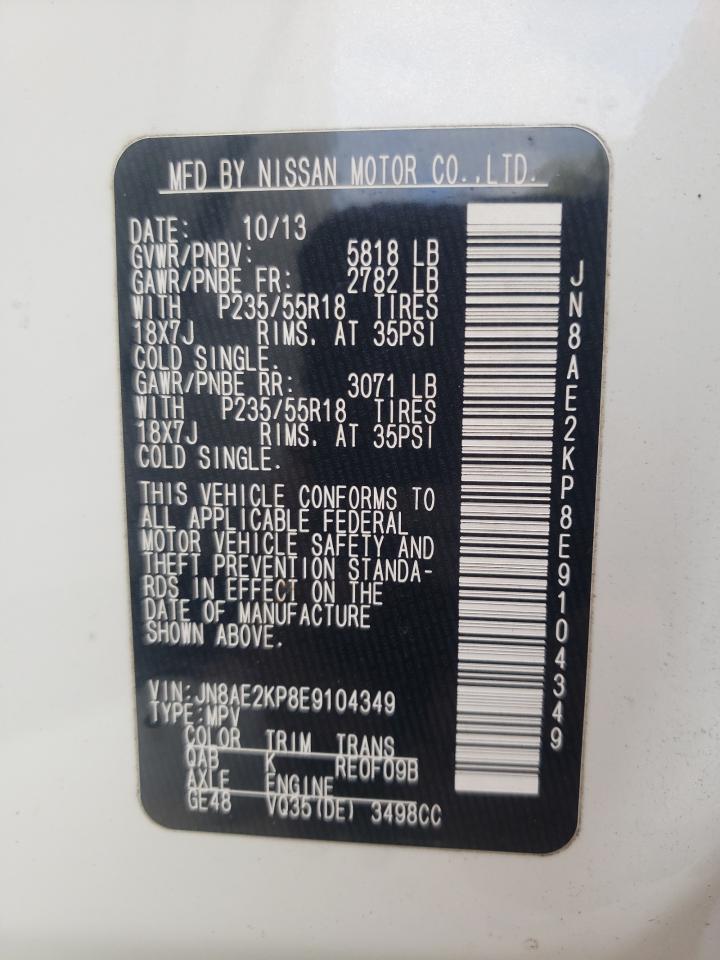 Photo 10 from auction – 2014 NISSAN QUEST S with VIN JN8AE2KP8E9104349