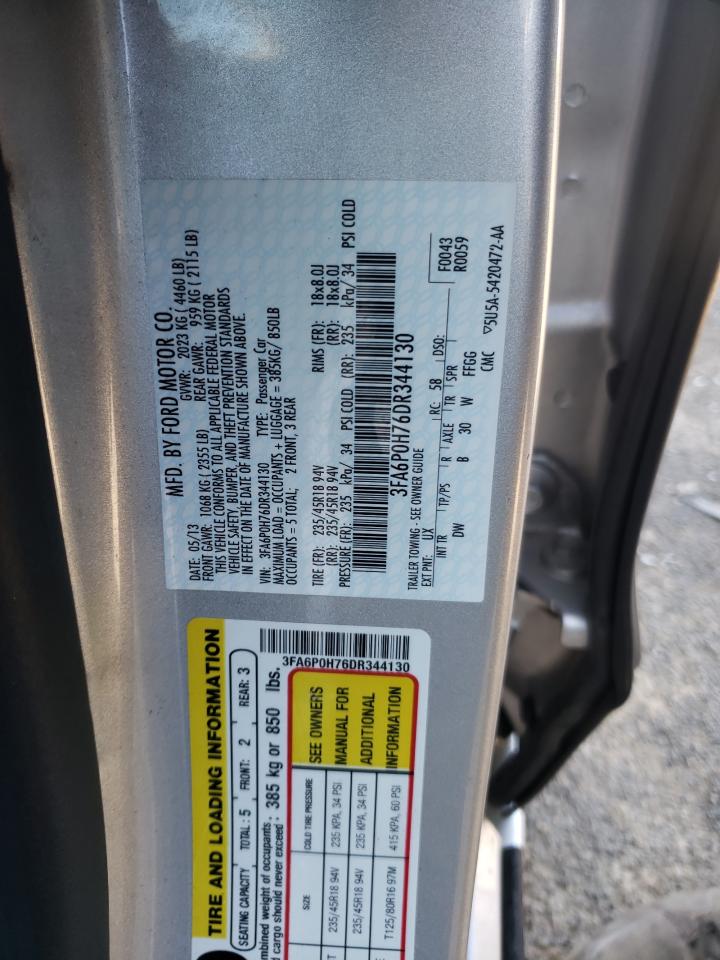 Photo 10 from auction – 2013 FORD FUSION SE with VIN 3FA6P0H76DR344130