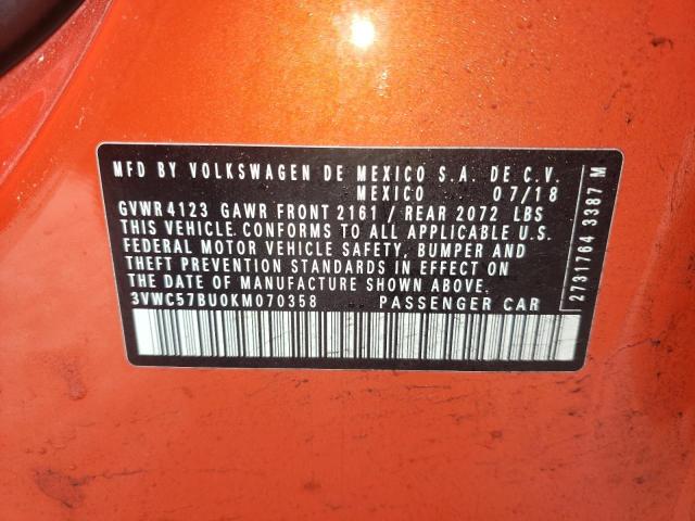 Photo 10 from auction – 2019 VOLKSWAGEN JETTA with VIN 3VWC57BU0KM070358