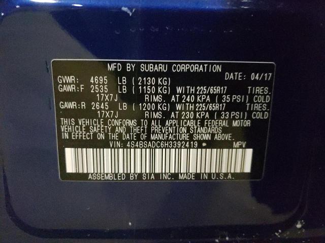 Photo 10 from auction – 2017 SUBARU OUTBACK 2. with VIN 4S4BSADC6H3392419