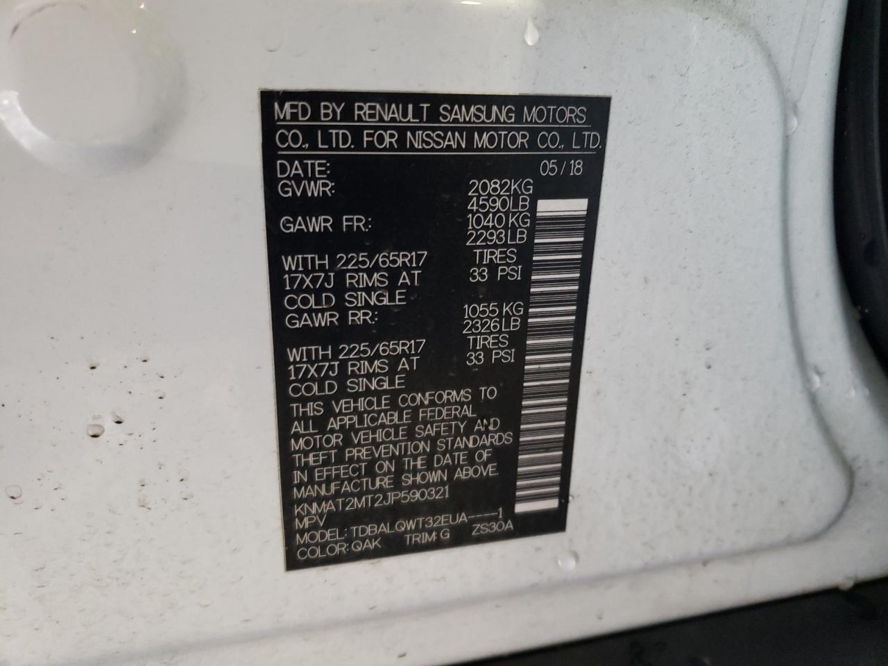 Photo 10 from auction – 2018 NISSAN ROGUE S with VIN KNMAT2MT2JP590321