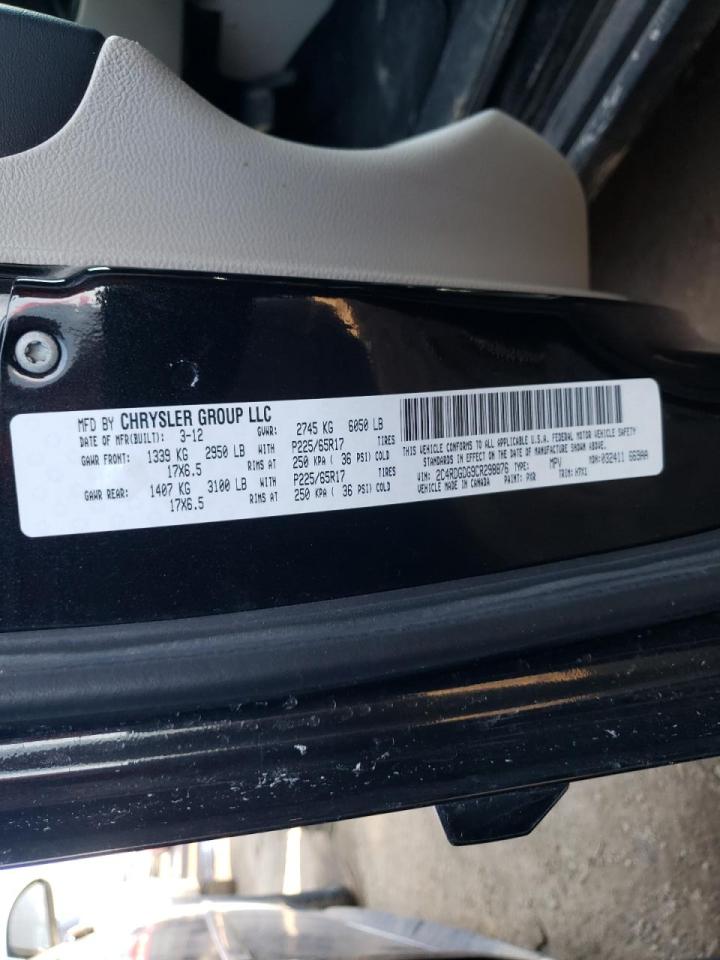 Photo 10 from auction – 2012 DODGE GRAND CARA with VIN 2C4RDGDG9CR298876