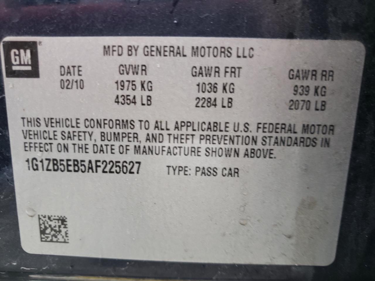 Photo 10 from auction – 2010 CHEVROLET MALIBU LS with VIN 1G1ZB5EB5AF225627