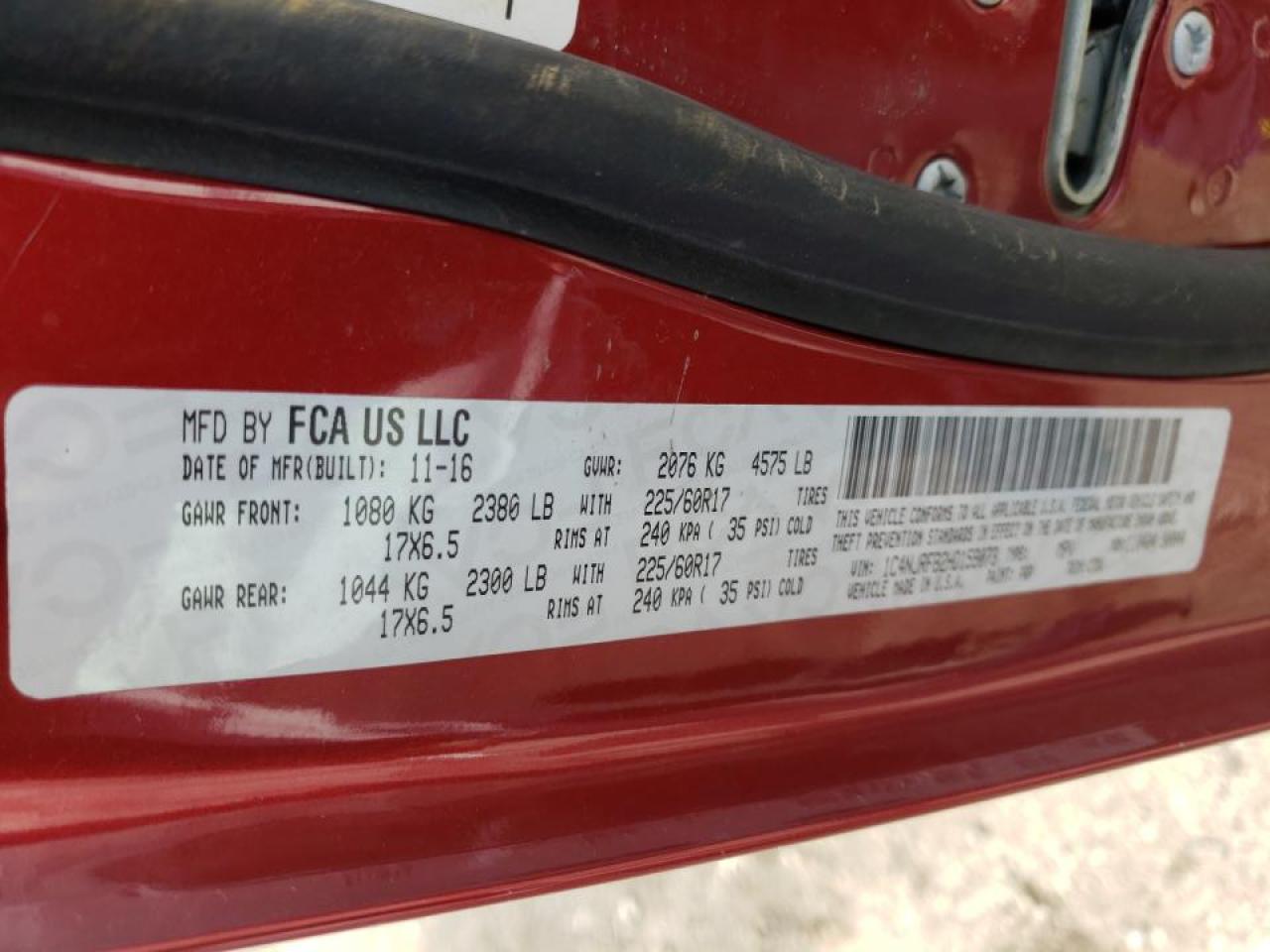 Photo 10 from auction – 2017 JEEP PATRIOT LA with VIN 1C4NJRFB2HD159073