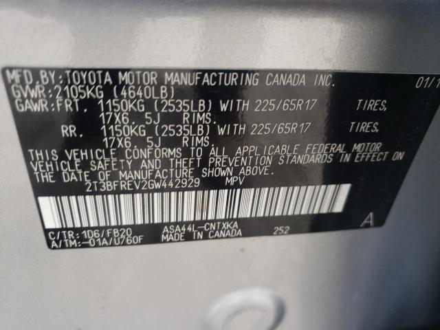 Photo 10 from auction – 2016 TOYOTA RAV4 LE with VIN 2T3BFREV2GW442929