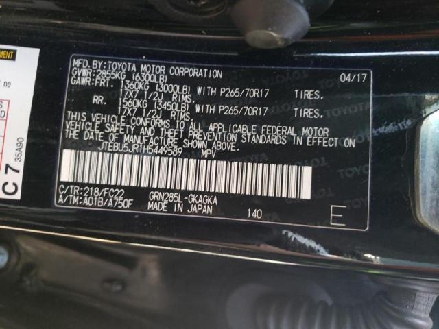 Photo 10 from auction – 2017 TOYOTA 4RUNNER SR with VIN JTEBU5JR1H5449589