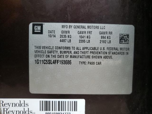 Photo 10 from auction – 2015 CHEVROLET MALIBU 1LT with VIN 1G11C5SL4FF193686