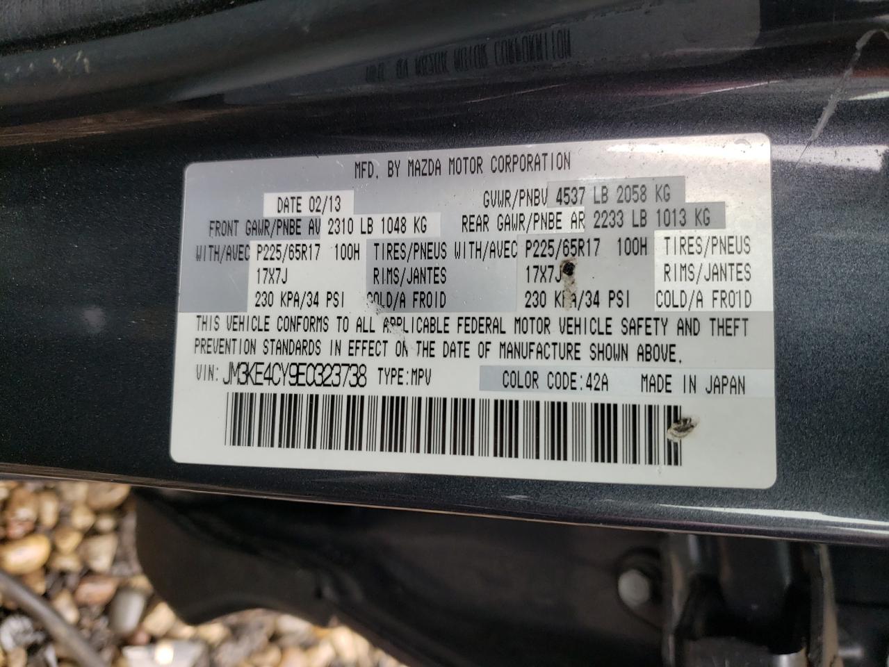 Photo 10 from auction – 2014 MAZDA CX-5 TOURI with VIN JM3KE4CY9E0323738