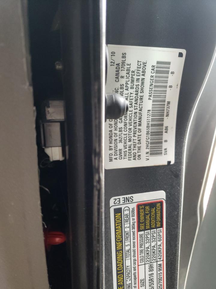 Photo 10 from auction – 2011 HONDA CIVIC with VIN 2HGFG1B65BH511278
