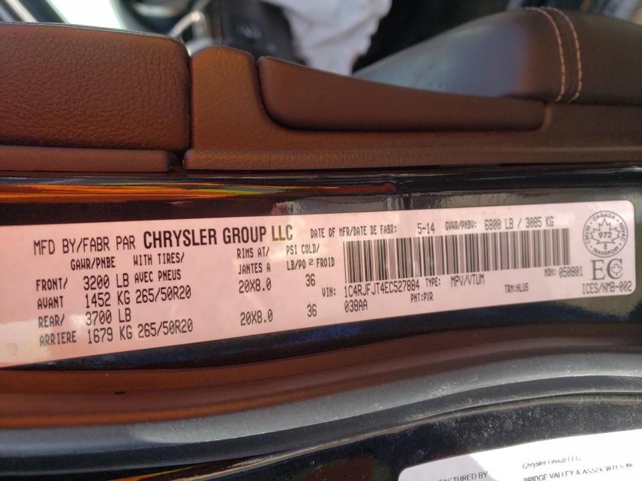 Photo 10 from auction – 2014 JEEP GRAND CHER with VIN 1C4RJFJT4EC527884