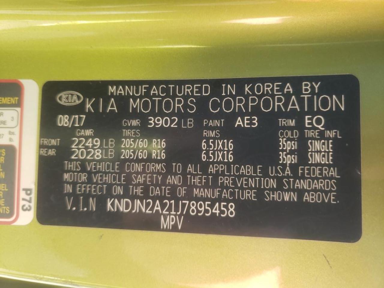 Photo 10 from auction – 2018 KIA SOUL with VIN KNDJN2A21J7895458