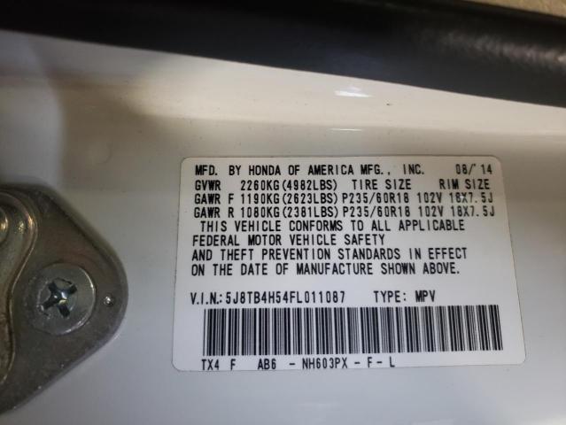 Photo 10 from auction – 2015 ACURA RDX TECHNO with VIN 5J8TB4H54FL011087