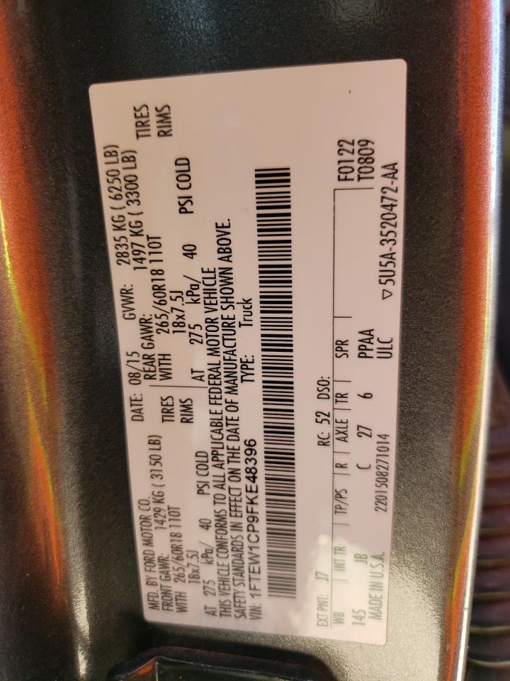 Photo 10 from auction – 2015 FORD F150 SUPER with VIN 1FTEW1CP9FKE48396