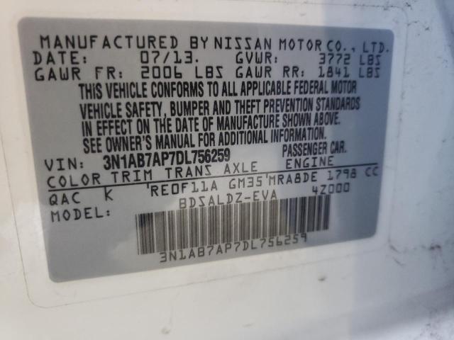 Photo 10 from auction – 2013 NISSAN SENTRA S with VIN 3N1AB7AP7DL756259