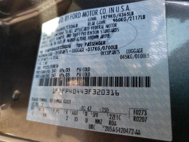Photo 10 from auction – 2003 FORD MUSTANG with VIN 1FAFP40443F320316