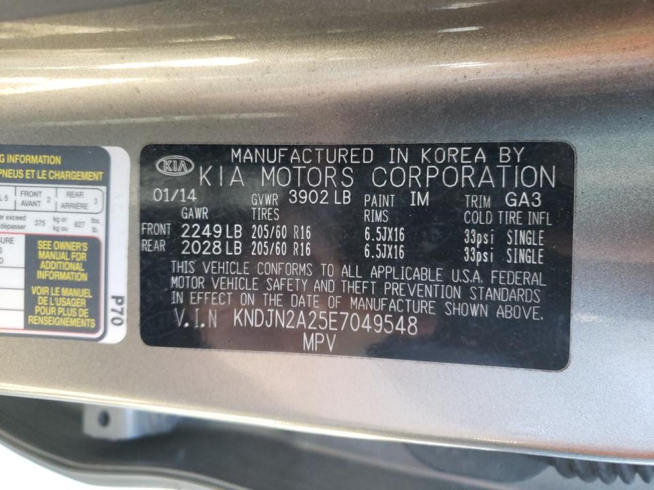 Photo 10 from auction – 2014 KIA SOUL with VIN KNDJN2A25E7049548