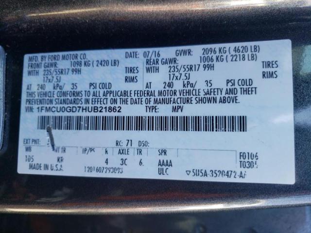 Photo 10 from auction – 2017 FORD ESCAPE SE with VIN 1FMCU0GD7HUB21862