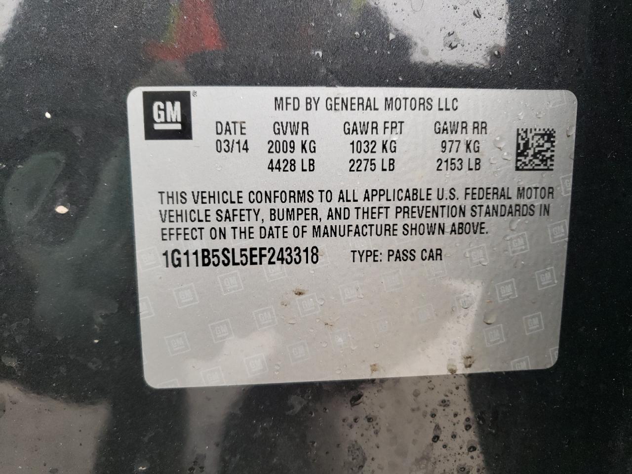 Photo 10 from auction – 2014 CHEVROLET MALIBU LS with VIN 1G11B5SL5EF243318