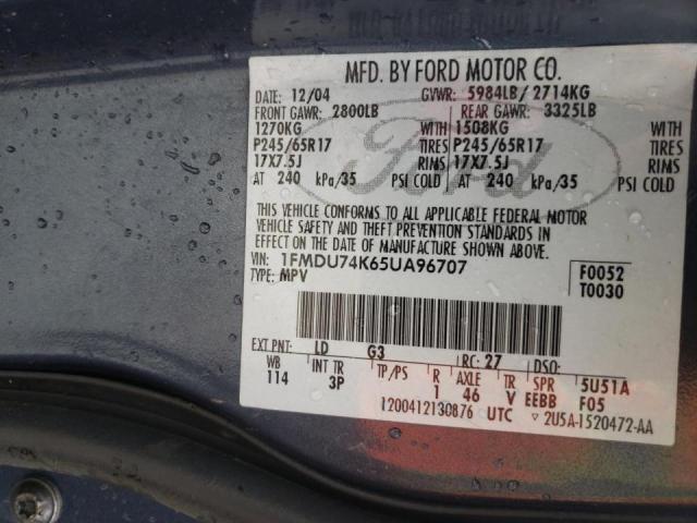 Photo 10 from auction – 2005 FORD EXPLORER E with VIN 1FMDU74K65UA96707