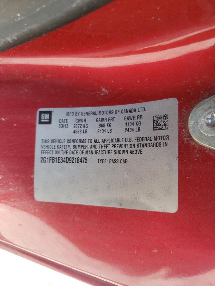 Photo 10 from auction – 2013 CHEVROLET CAMARO LT with VIN 2G1FB1E34D9218475