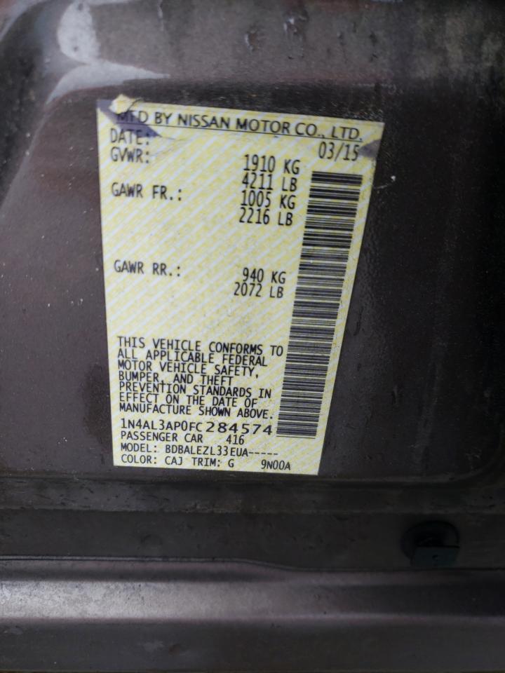 Photo 10 from auction – 2015 NISSAN ALTIMA 2.5 with VIN 1N4AL3AP0FC284574