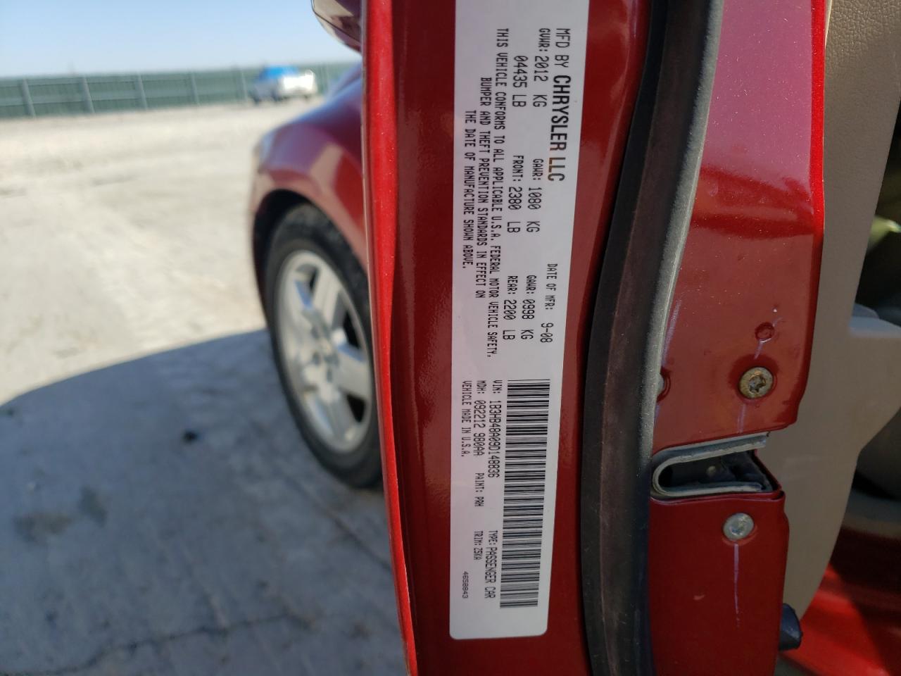Photo 10 from auction – 2009 DODGE CALIBER SX with VIN 1B3HB48A09D148836