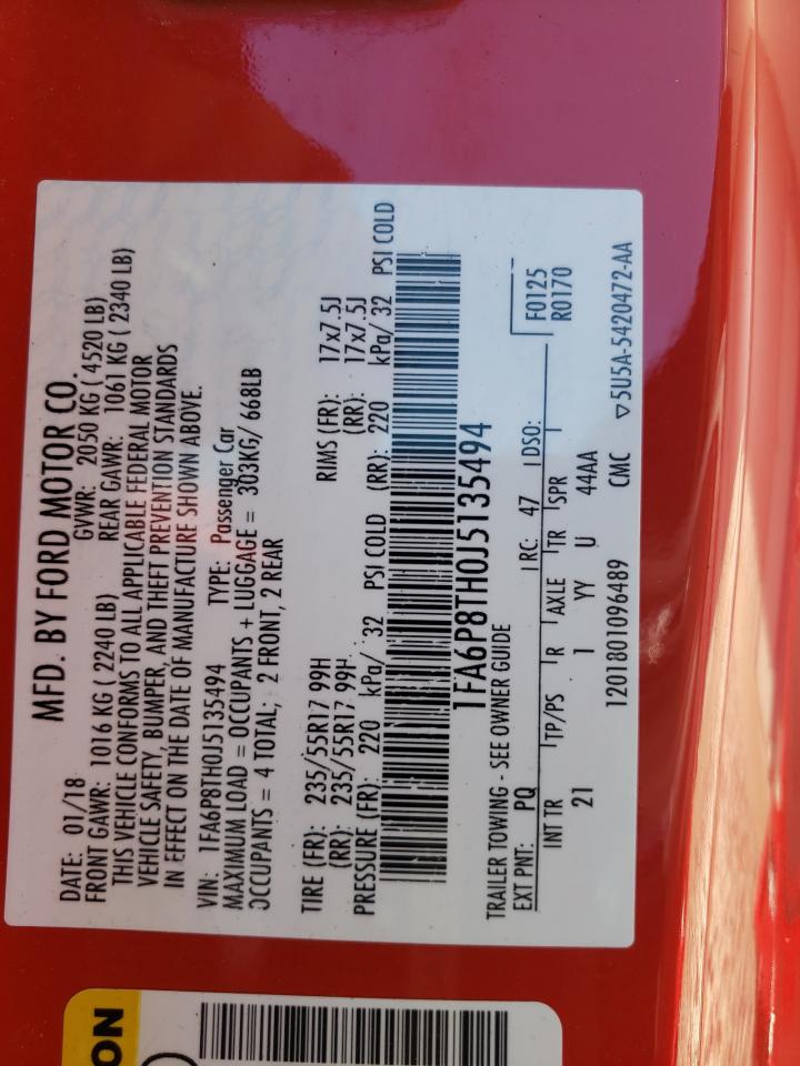 Photo 10 from auction – 2018 FORD MUSTANG with VIN 1FA6P8TH0J5135494