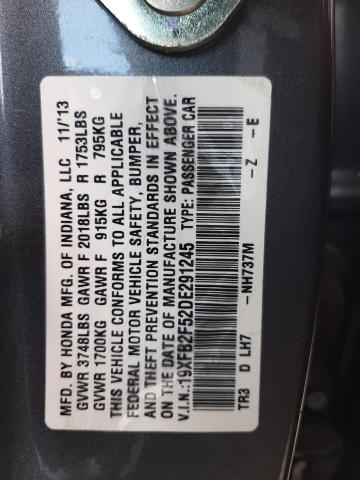 Photo 10 from auction – 2013 HONDA CIVIC with VIN 19XFB2F52DE291245